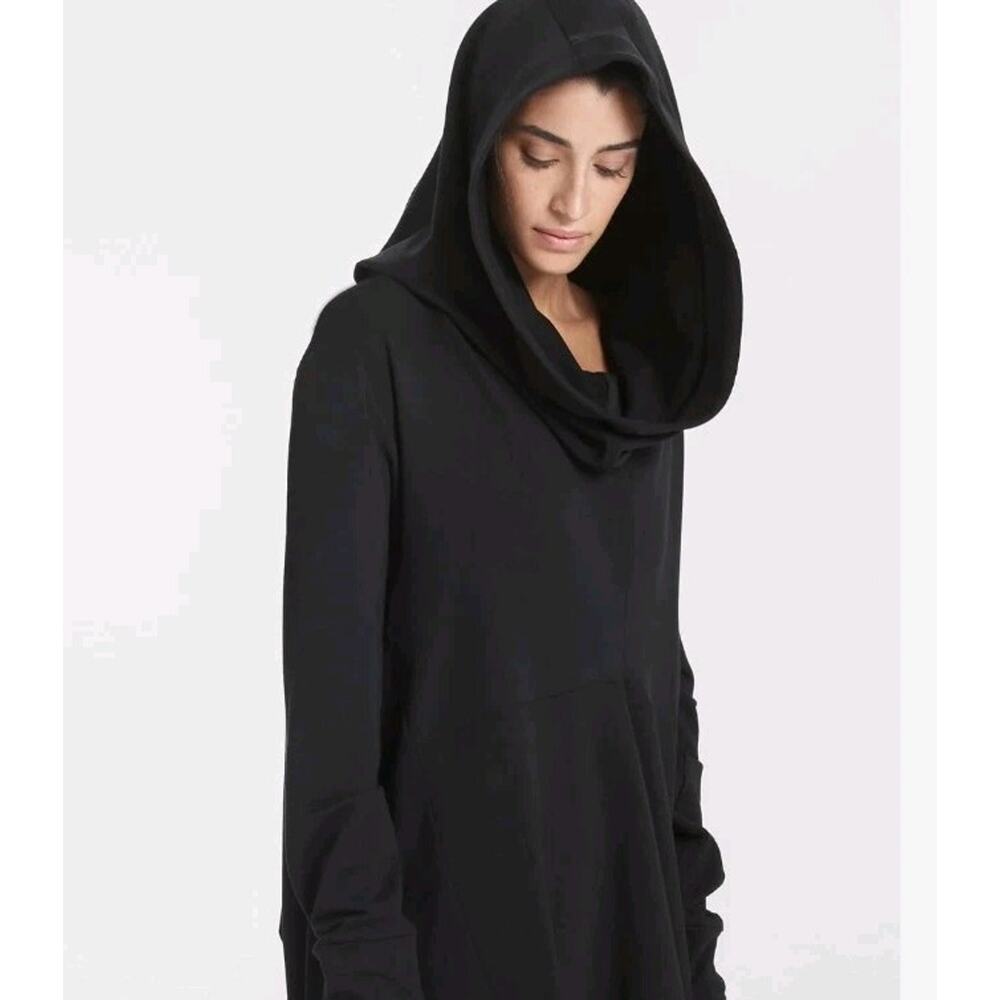 UO The Nu Vintage Solid Black Cowl Collar Hoodie Sweatshirt M Cotton New